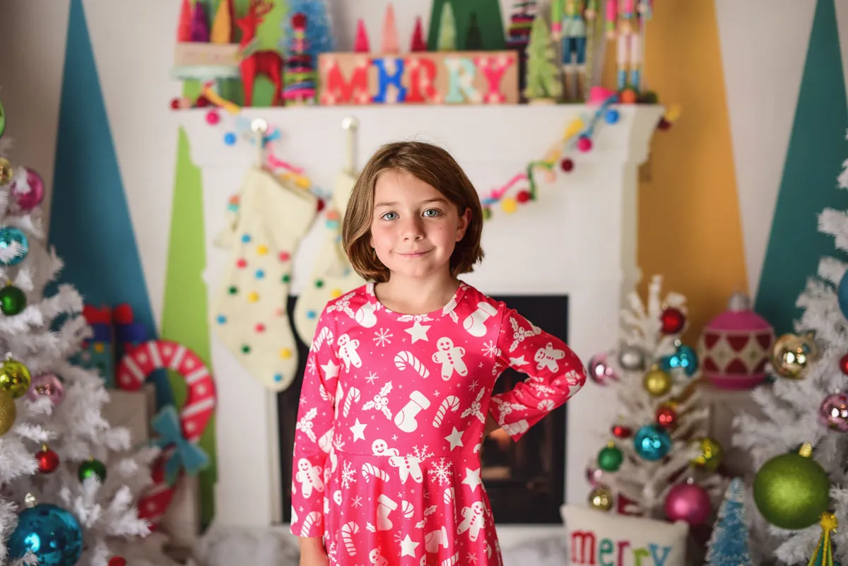 PINK GINGERBREAD TWIRLY DRESS