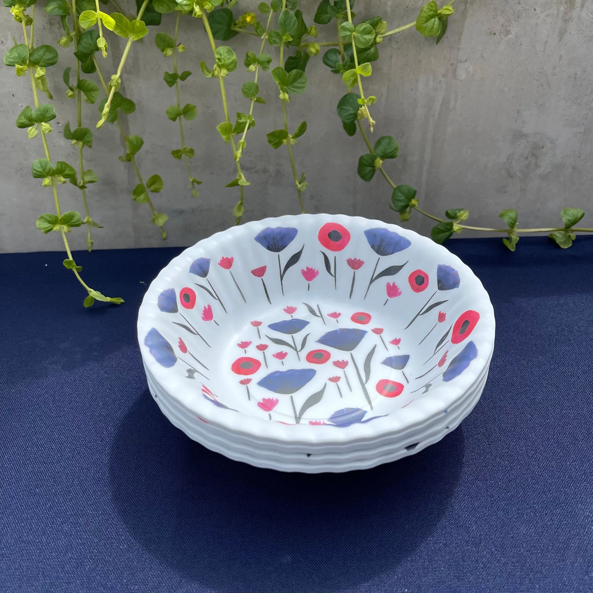 Poppies Melamine Snack Bowls