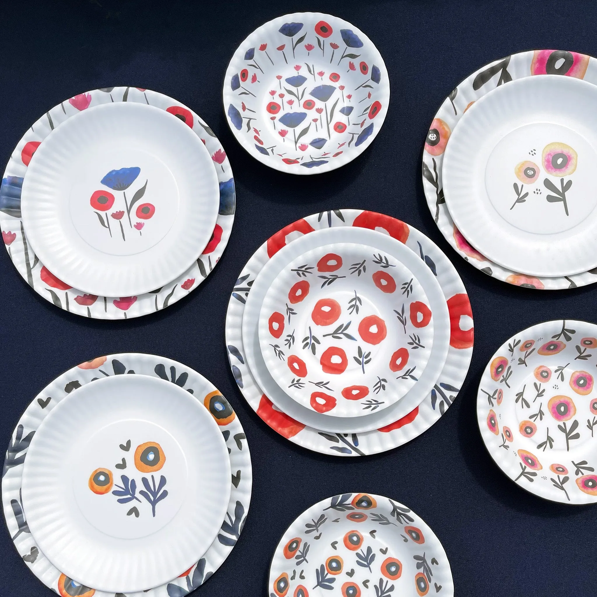 Poppies Melamine Snack Bowls