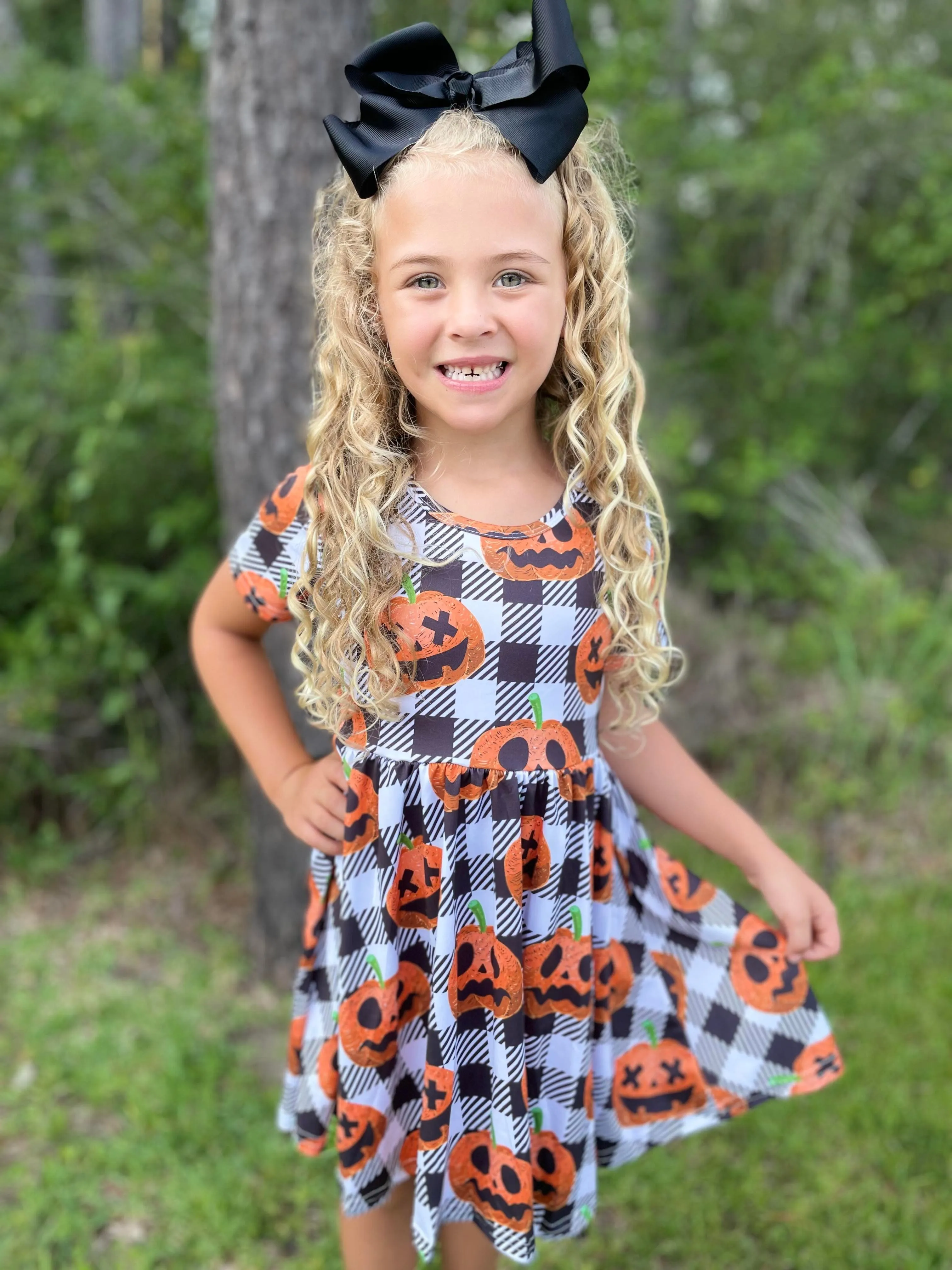 PUMPKIN JACK GINGHAM TWIRL DRESS