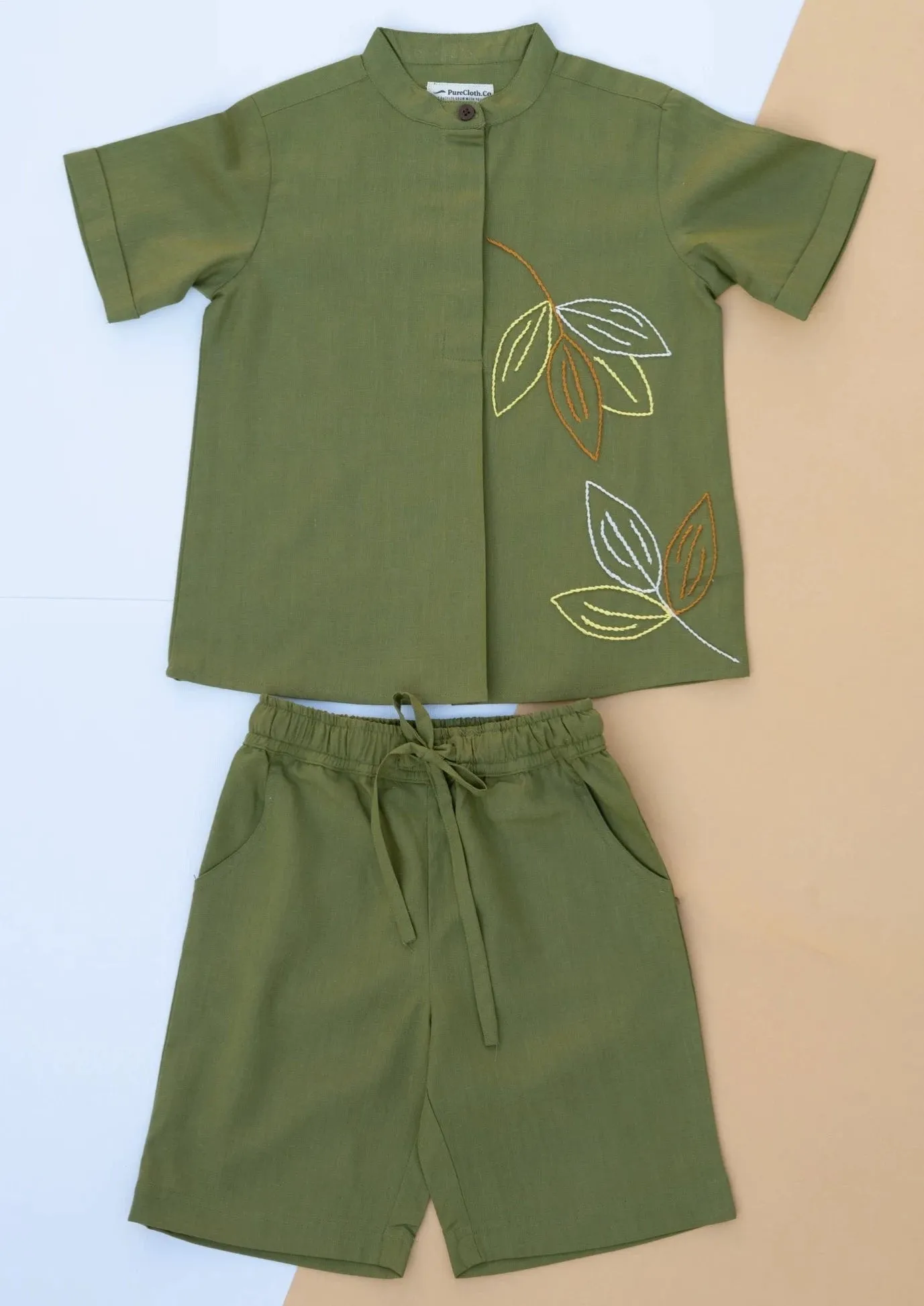 Pure Cotton Artisanal Co-ord set | Unisex | Green