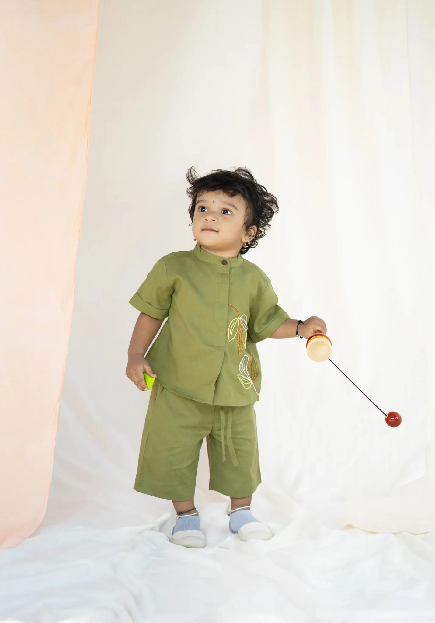 Pure Cotton Artisanal Co-ord set | Unisex | Green