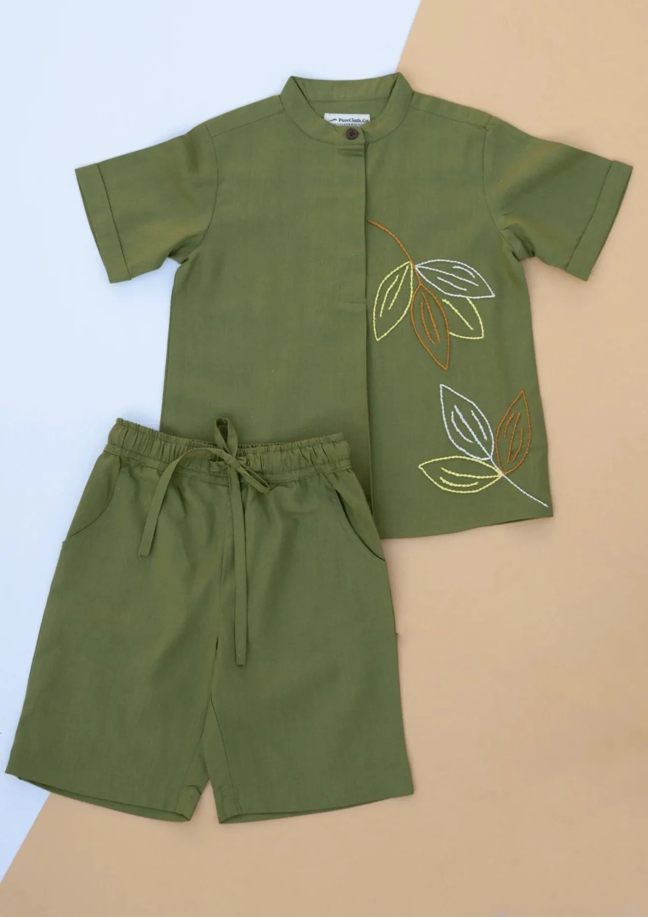 Pure Cotton Artisanal Co-ord set | Unisex | Green