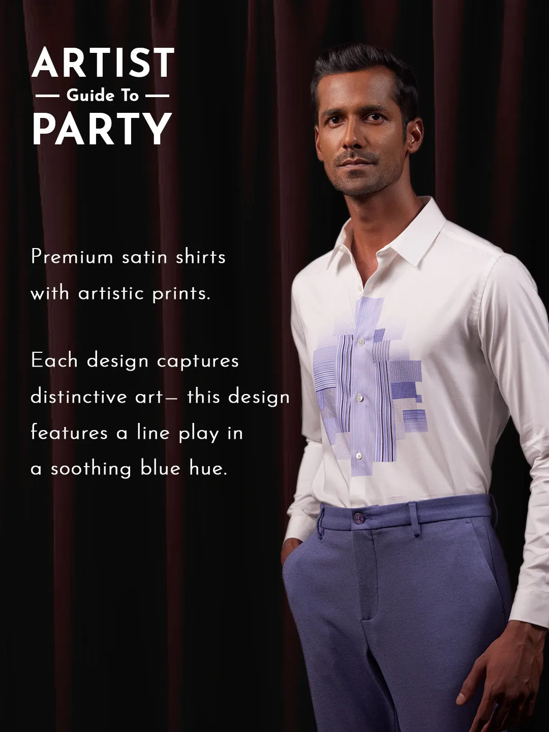 Pure Cotton Geometric Design Party Shirt - Linear play