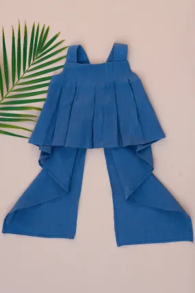 Pure Cotton Pleated Top | Girls | Indigo Blue