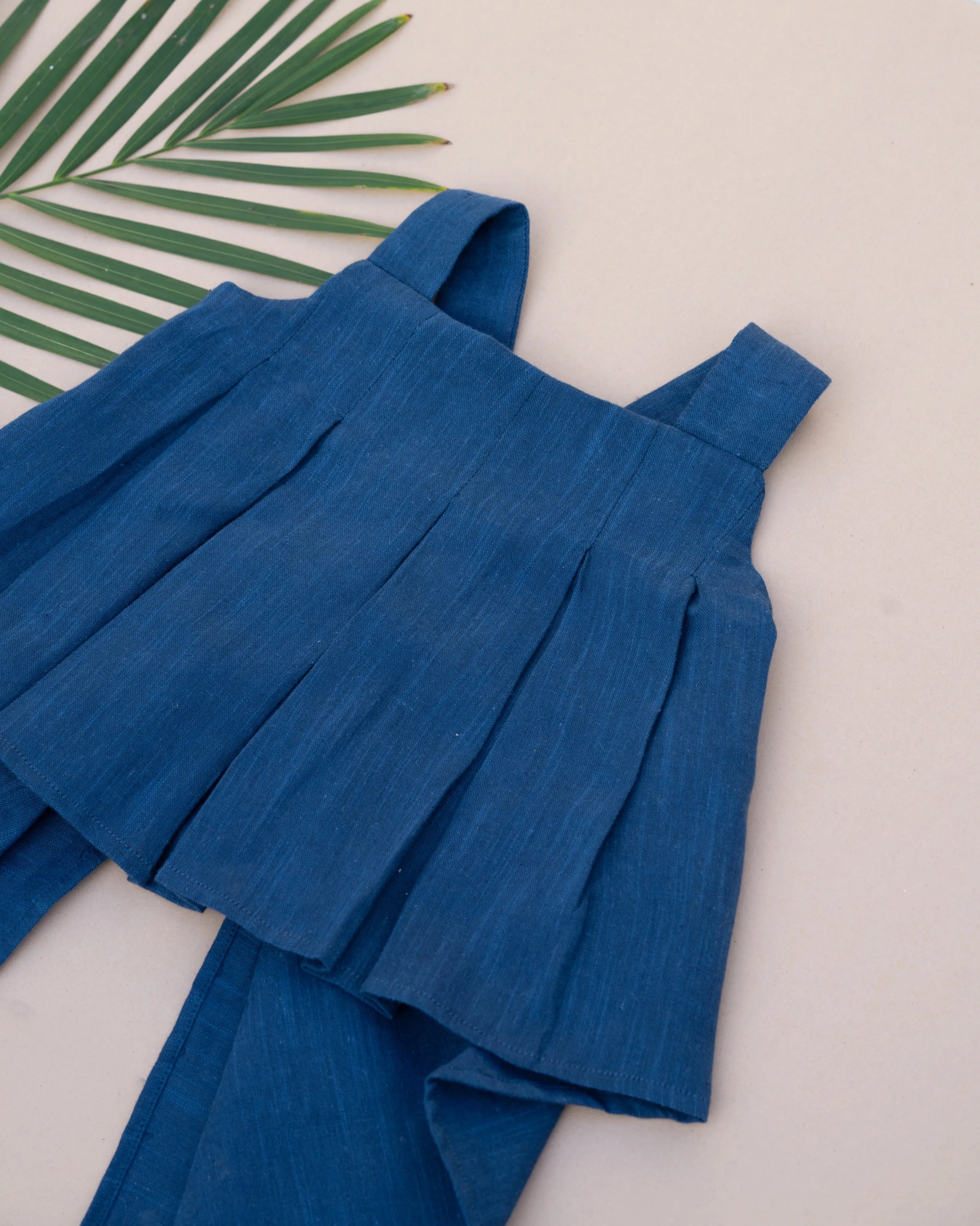 Pure Cotton Pleated Top | Girls | Indigo Blue