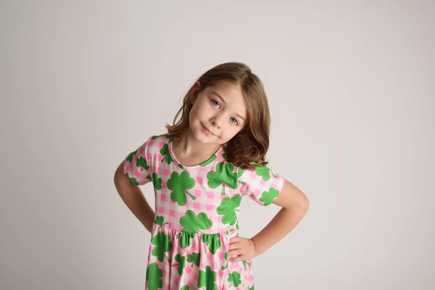 ST PATTYS GINGHAM TWIRL DRESS