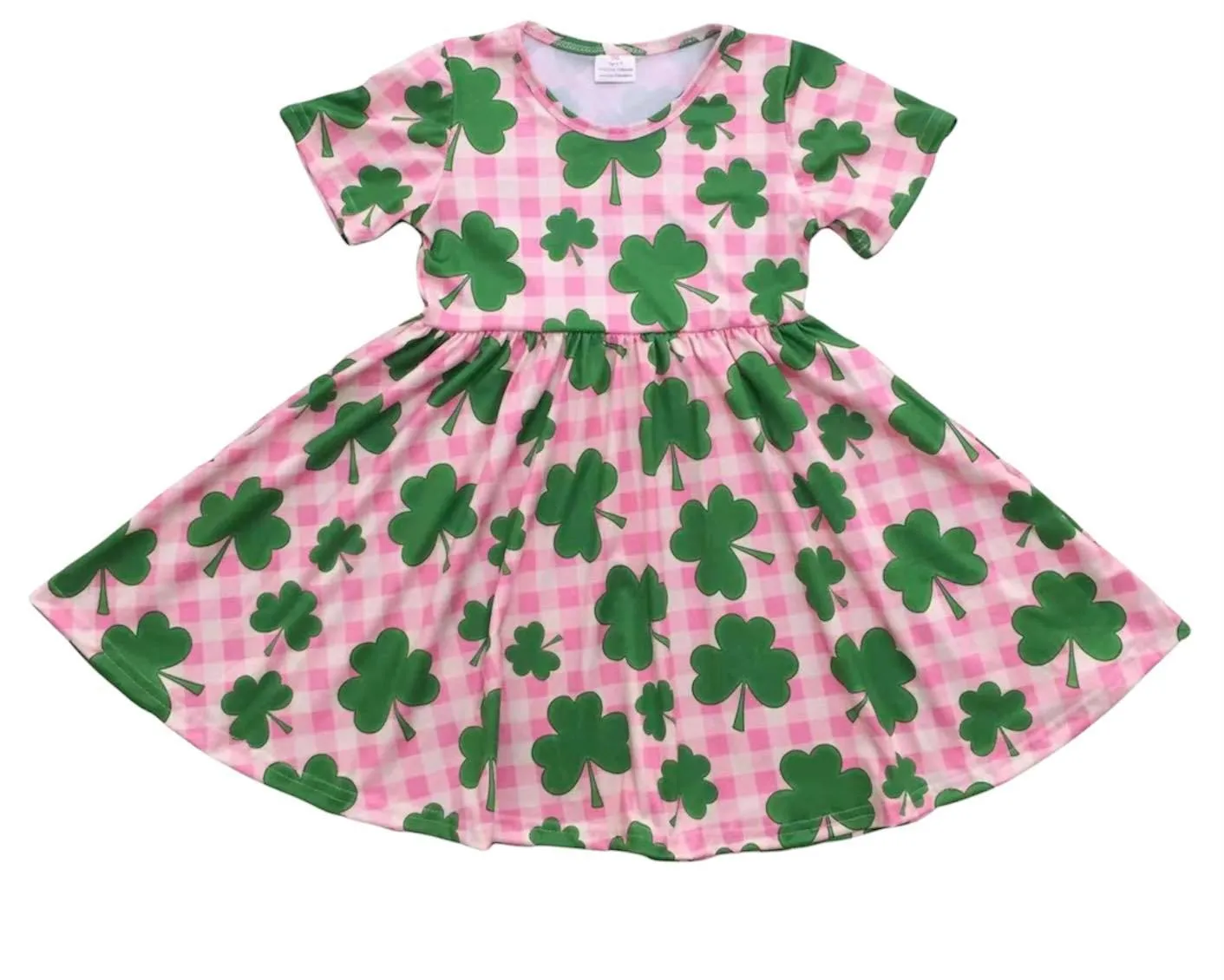 ST PATTYS GINGHAM TWIRL DRESS