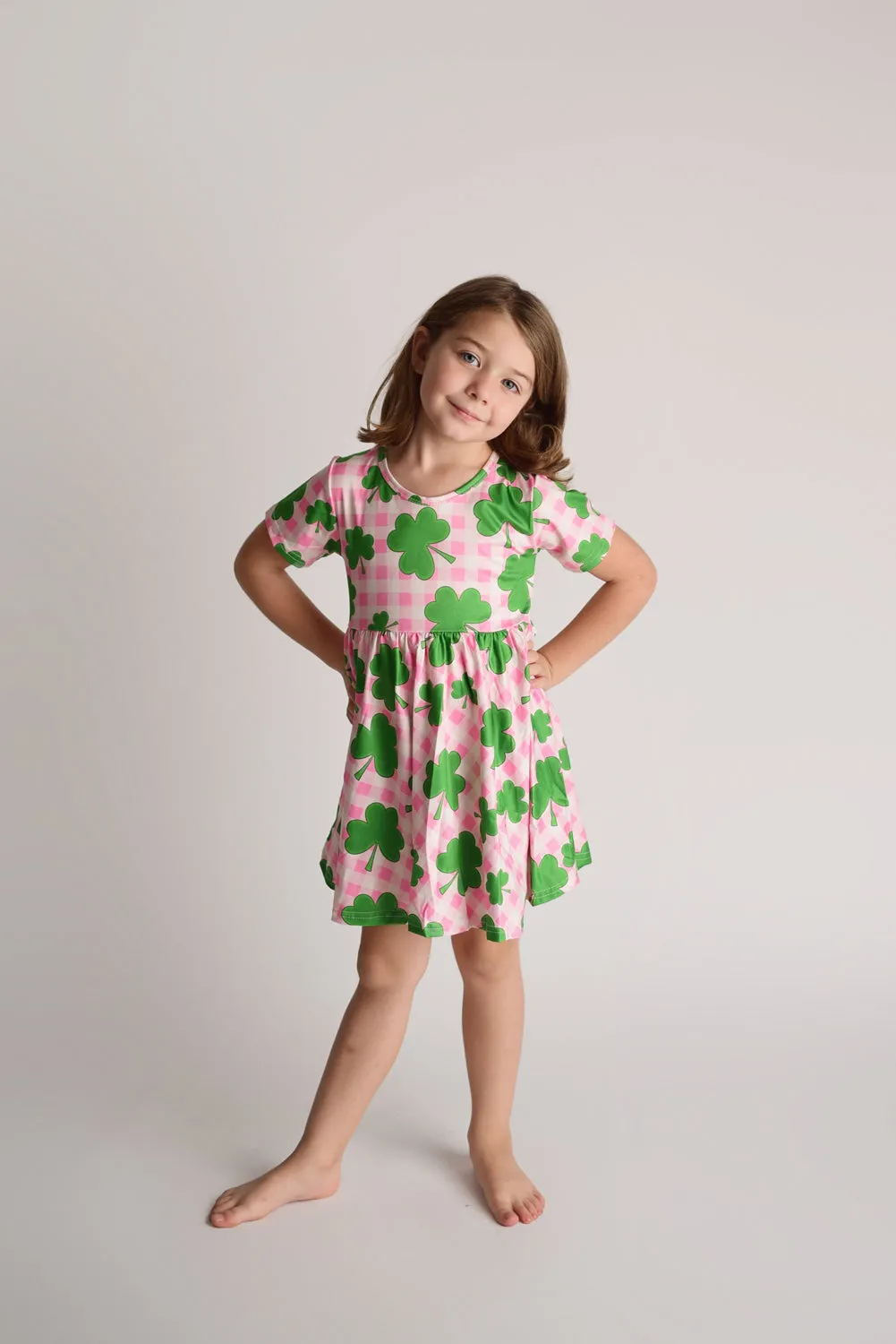 ST PATTYS GINGHAM TWIRL DRESS