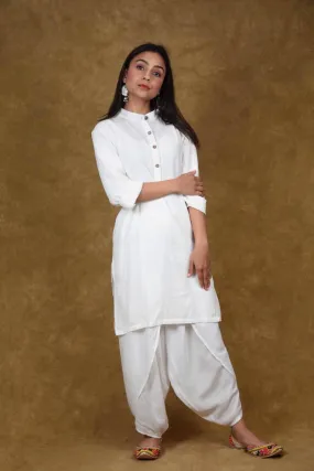 Vibrant White Pure Cotton Kurti