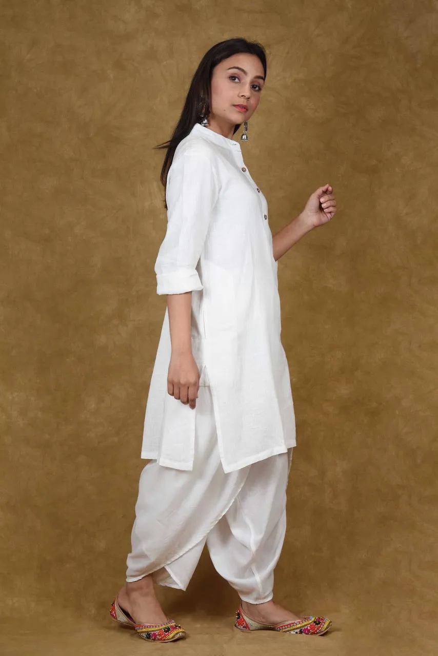 Vibrant White Pure Cotton Kurti